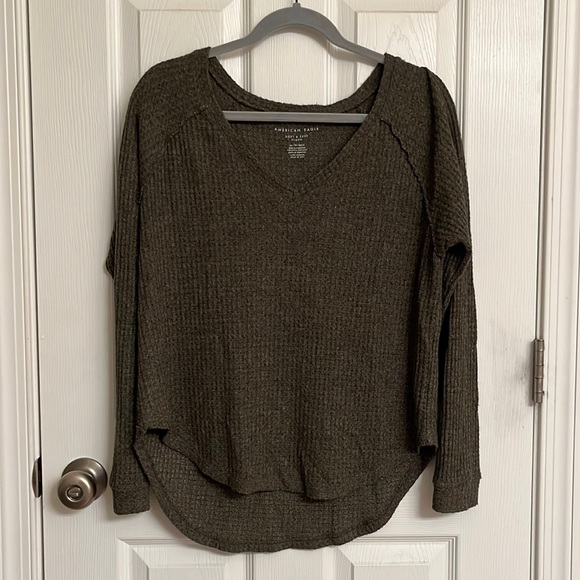 American Eagle Outfitters Sweaters - American Eagle Soft Sexy Plush Olive Green Lightweight Sweater Viscose-blend XS